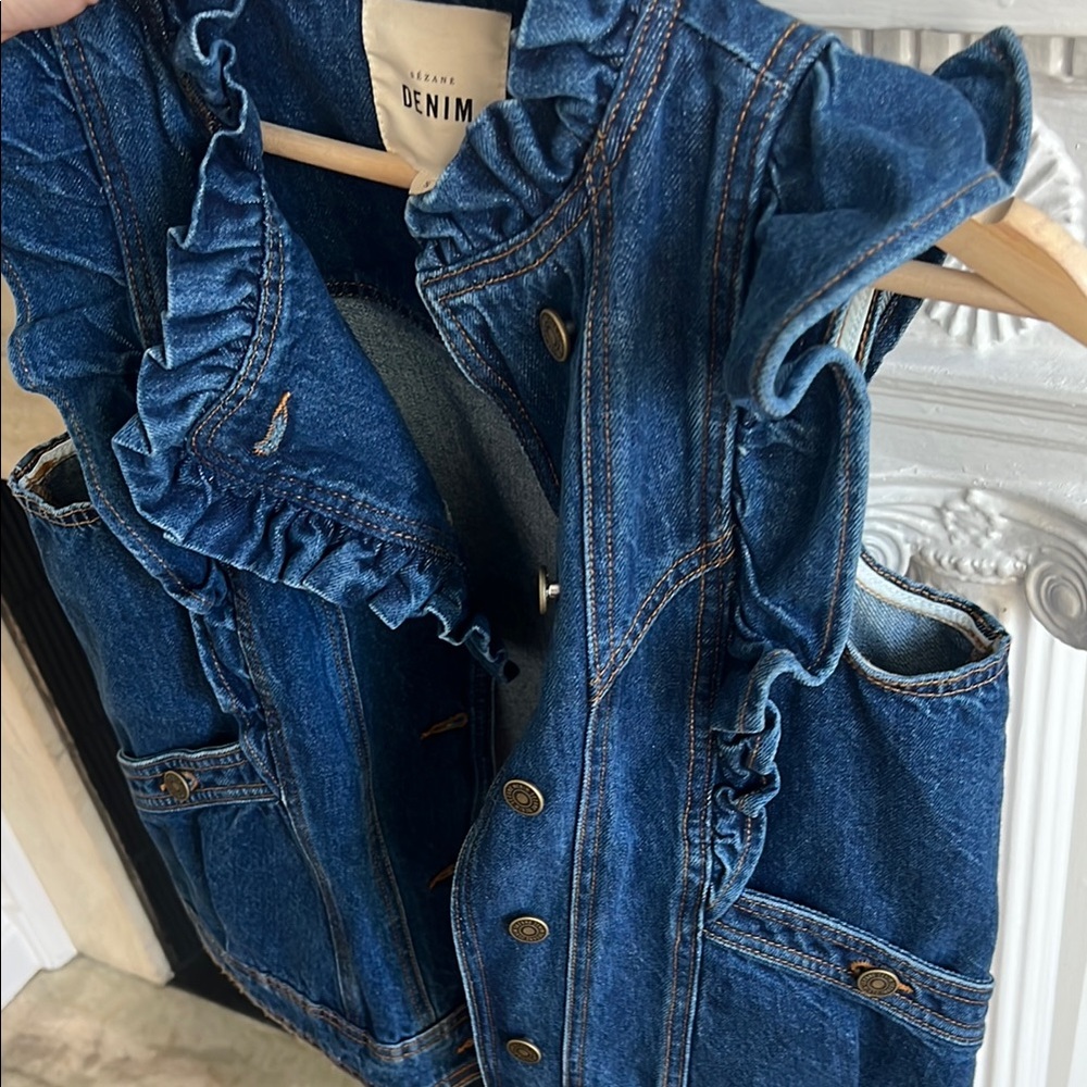 Sézane Ruffled Denim Vest - Picture 3 of 4